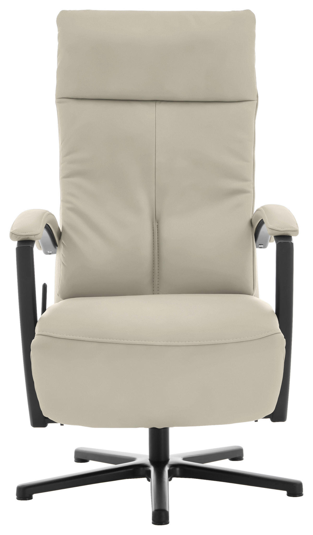 RELAXSESSEL in Leder Ecru  - Ecru/Schwarz, Design, Leder/Metall (76/112/83cm) - Beldomo Speed