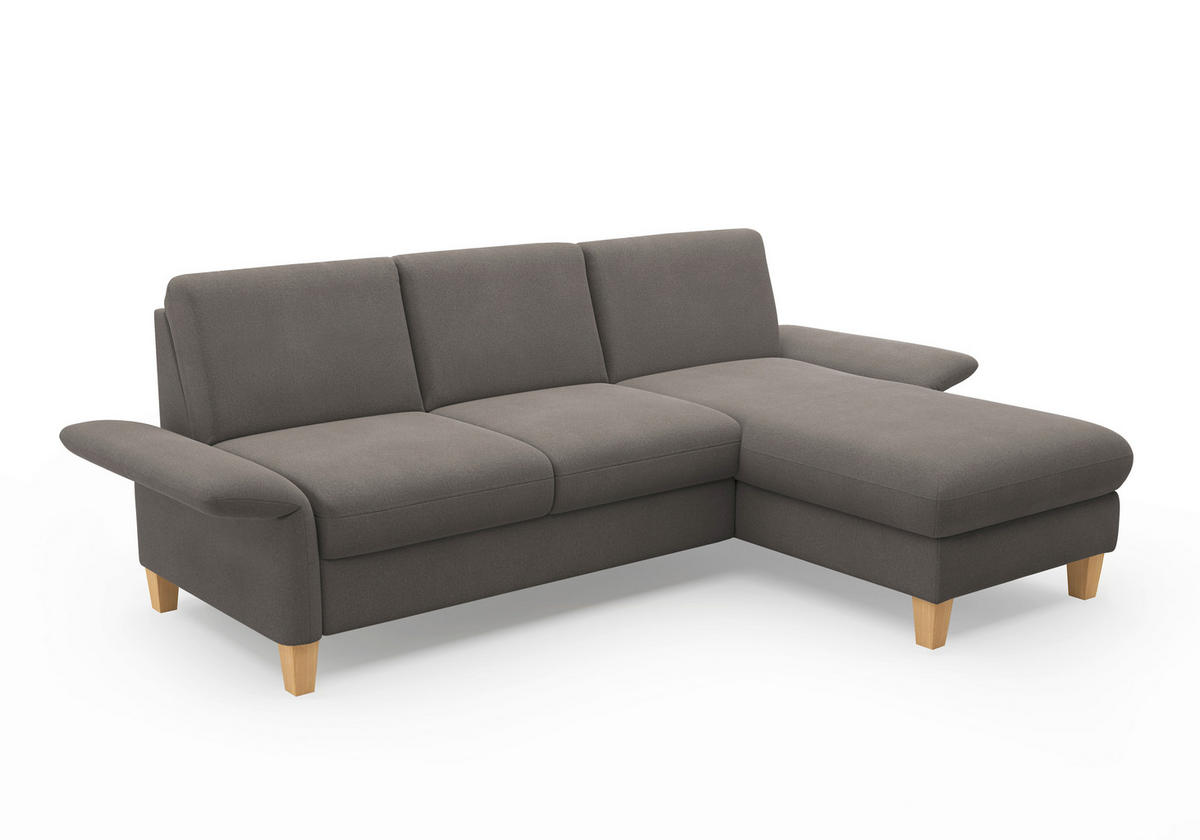 ECKSOFA ROCHELLE E Graphitfarben Flachgewebe  - Eichefarben/Graphitfarben, KONVENTIONELL, Holz/Textil (251/164cm) - Sit & More