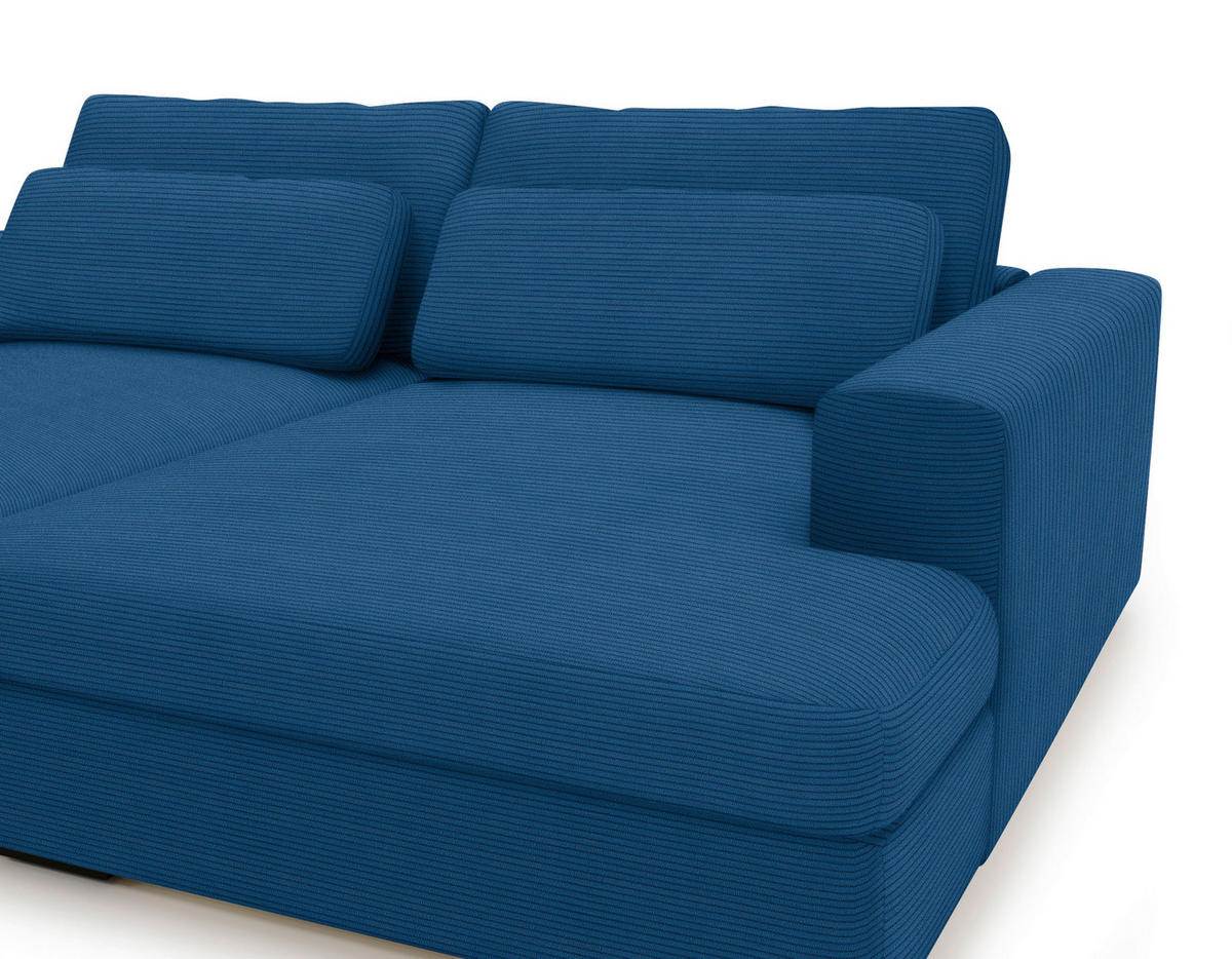 BIGSOFA in Cord Blau  - Blau/Schwarz, Design, Textil (223/80/158cm) - Lomoco