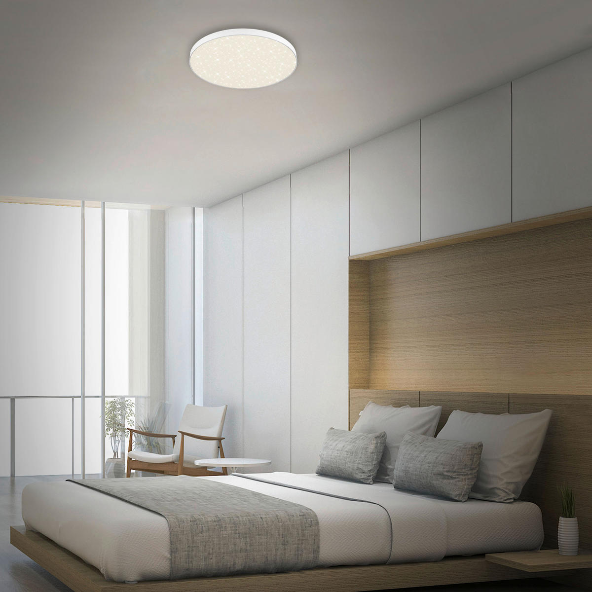 LED PLAFONJERA  - crna, Dizajnerski, plastika (38,7/3,6cm)
