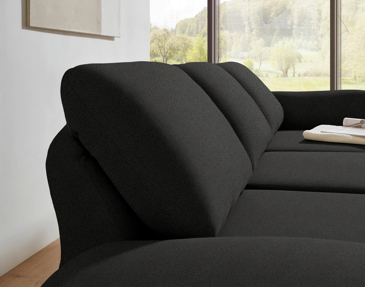 ECKSOFA  in Flachgewebe Anthrazit  255-365/175-224 cm  - Anthrazit/Schwarz, Design, Textil/Metall (255-365/175-224cm) - Dieter Knoll