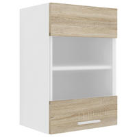KÜCHENOBERSCHRANK 40/60/31 cm  in Weiß, Sonoma Eiche  - Alufarben/Weiß, KONVENTIONELL, Glas/Holzwerkstoff (40/60/31cm) - MID.YOU
