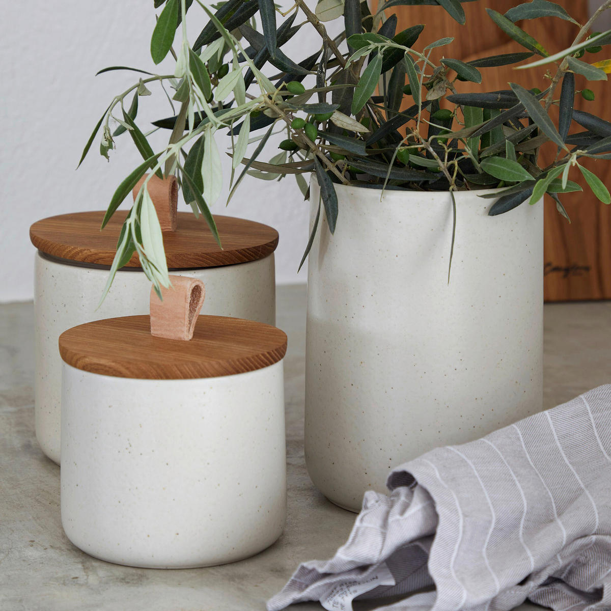 VORRATSDOSE PACIFICA 1.35 L  - Eichefarben/Creme, Basics, Keramik/Holz (15/14cm) - Costa Nova
