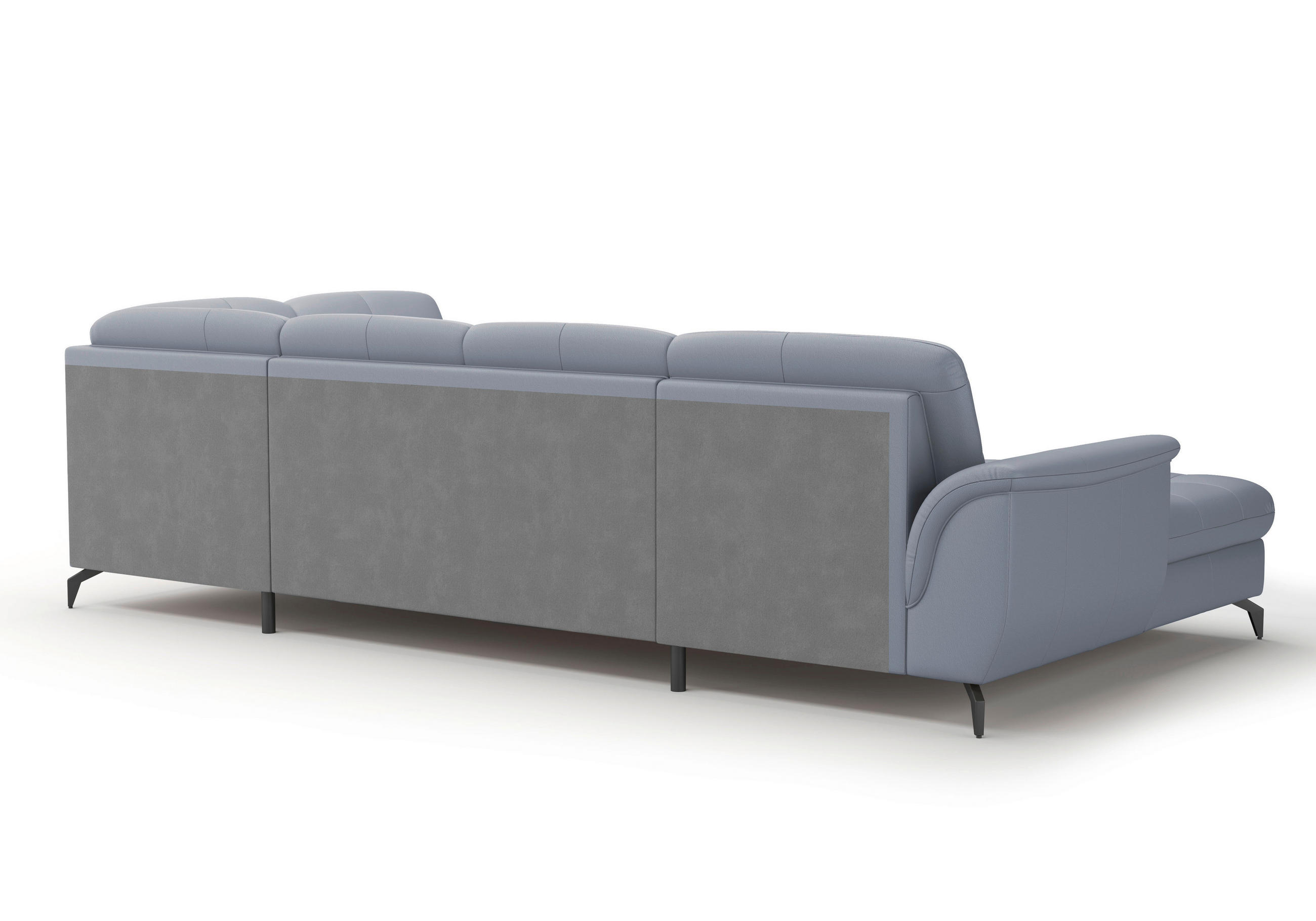 WOHNLANDSCHAFT Graublau Kombination Echtleder/Stoff Vliesstoff  - Graublau/Schwarz, MODERN, Leder/Textil (164/319/212cm) - Sit & More