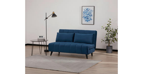 SCHLAFSOFA Samt Dunkelblau - Schwarz/Dunkelblau, Design, Holz/Textil (143/82/91cm) - Carryhome