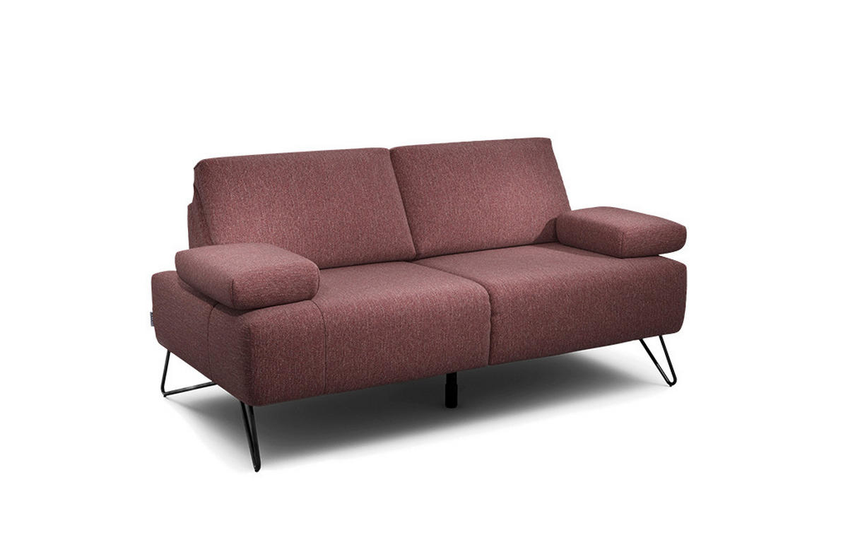 2-SITZER-SOFA Chenille Rot  - Rot/Schwarz, Design, Textil/Metall (164-194/85/86-94cm) - SENSOO