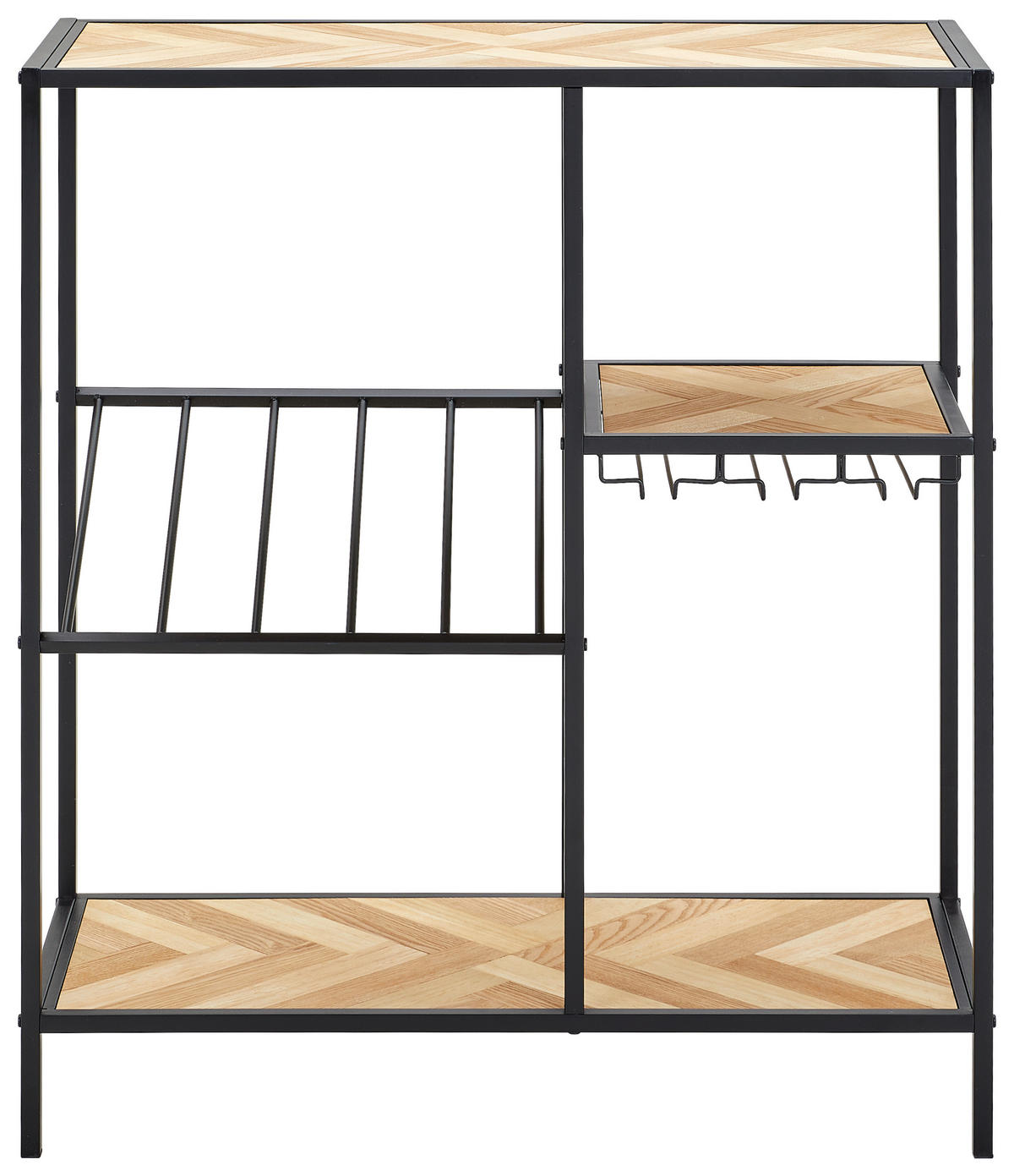 WEINREGAL   - Schwarz/Naturfarben, Design, Holz/Holzwerkstoff (80/90/32cm) - MID.YOU