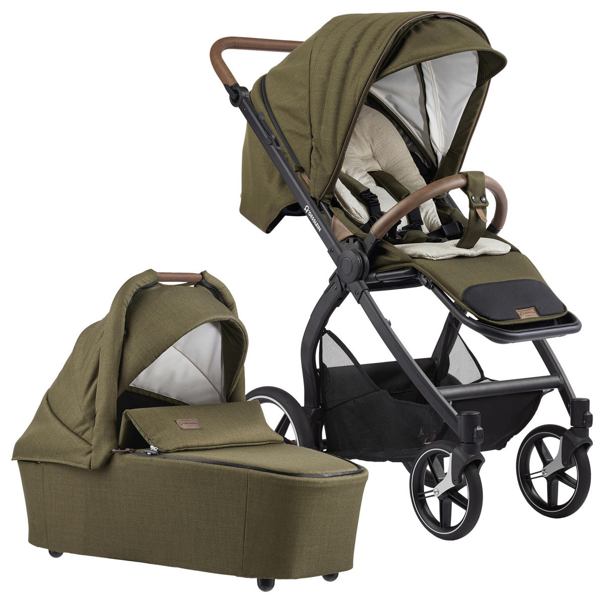 KOMBIKINDERWAGEN FX4 Swing Set  - Salbeigrün/Schwarz, Basics, Textil (100/55/130cm) - Gesslein