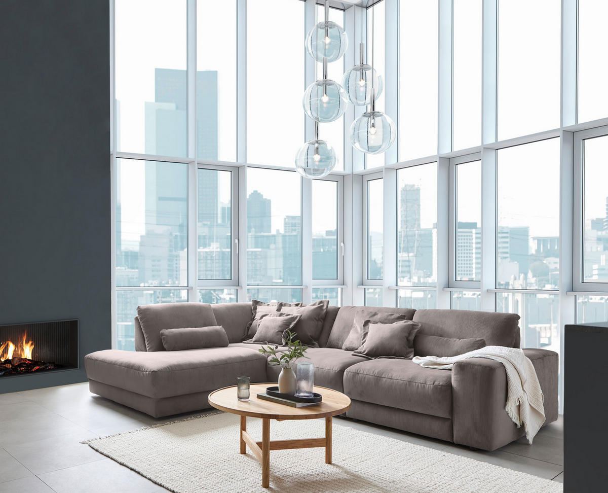 ECKSOFA Niels Andersson Taupe Feincord  - Taupe/Schwarz, Design, Kunststoff/Textil (242/316cm) - Niels Andersson