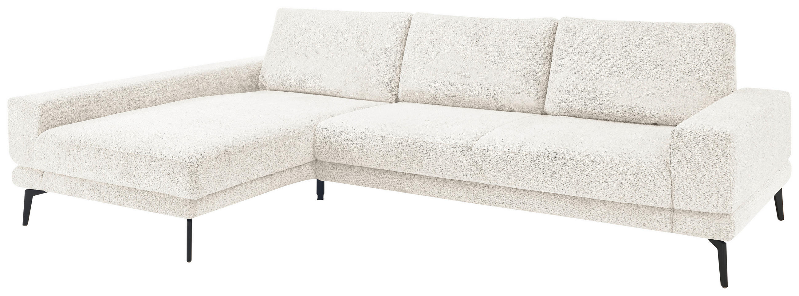 ECKSOFA Weiß Chenille  - Schwarz/Weiß, KONVENTIONELL, Textil/Metall (184/294cm) - SetOne by Musterring