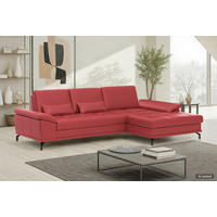 ECKSOFA COSTELLO E Rot Echtleder Nierenkissen, Armteilverstellung, Sitztiefenverstellung  - Rot/Schwarz, Basics, Leder/Textil (301/176cm) - Sit & More