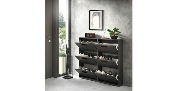 SCHUHKIPPER - Anthrazit/Schwarz, Design, Holzwerkstoff/Kunststoff (116/103/17cm) - Carryhome
