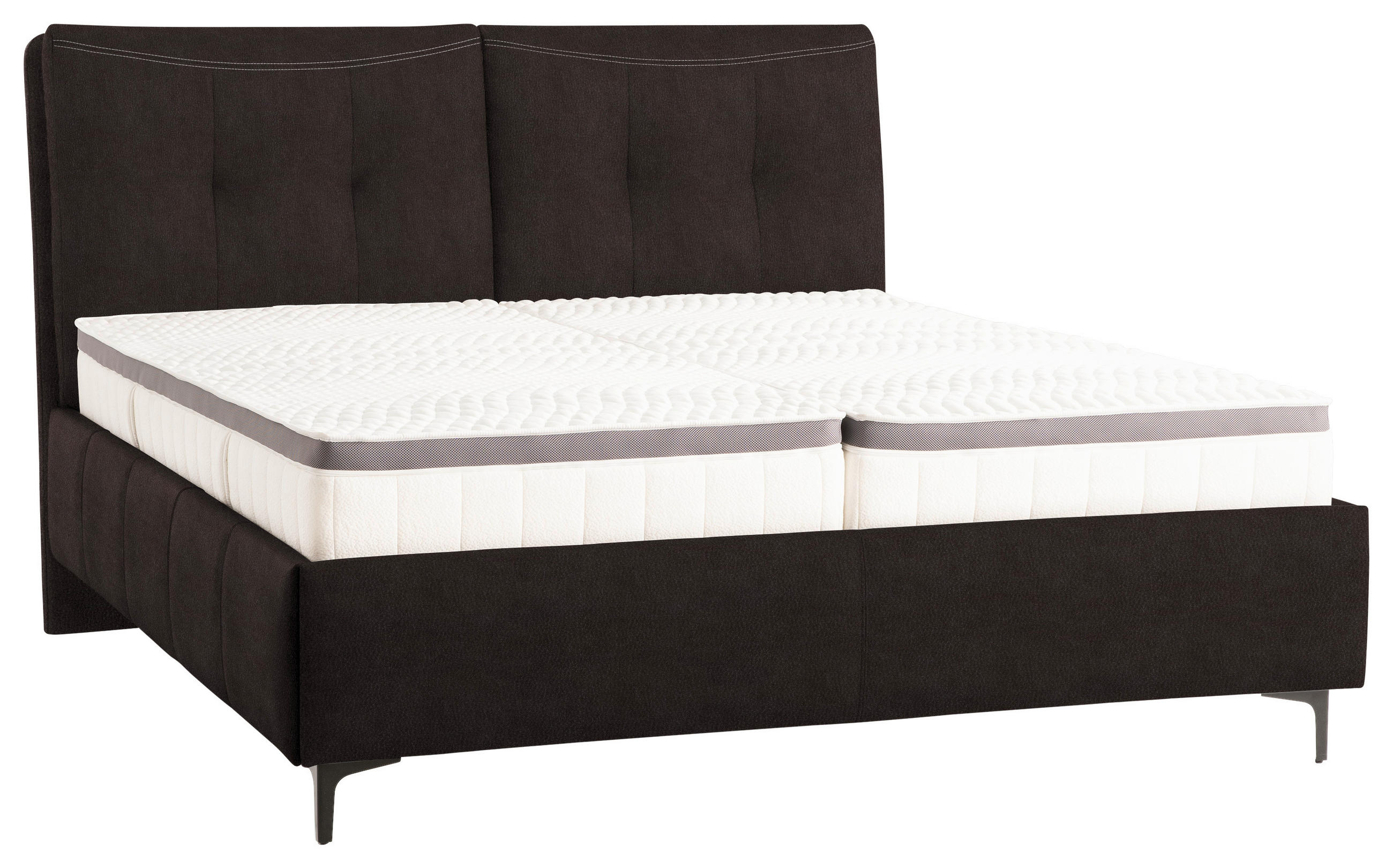 POLSTERBETT 180/200 cm  in Mokka  - Schwarz/Mokka, Konventionell, Leder/Holz (180/200cm) - Novel