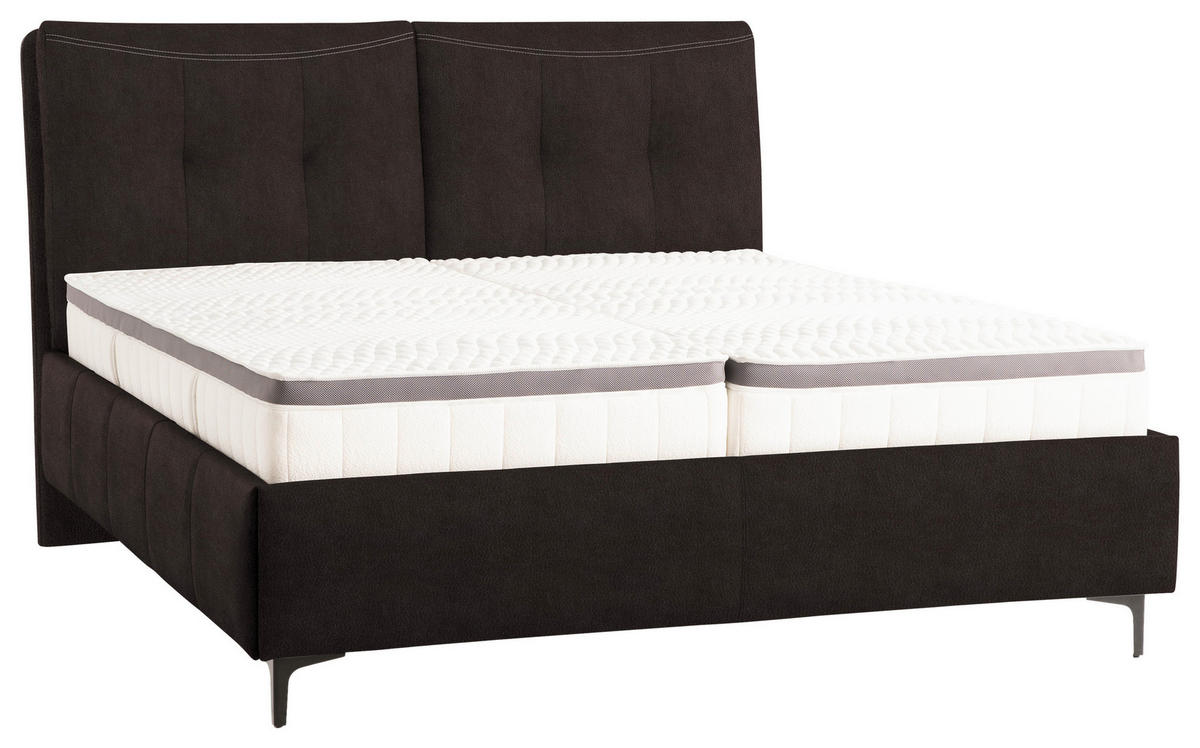 POLSTERBETT 160/200 cm  in Mokka  - Schwarz/Mokka, Konventionell, Leder/Holz (160/200cm) - Novel