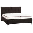 POLSTERBETT Matratze, Lattenrost, Topper Mokka 180/200 cm  - Schwarz/Mokka, KONVENTIONELL, Leder/Holz (180/200cm) - Novel