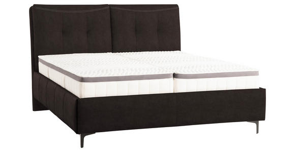 POLSTERBETT Matratze, Lattenrost, Topper Mokka 180/200 cm - Schwarz/Mokka, KONVENTIONELL, Leder/Holz (180/200cm) - Novel