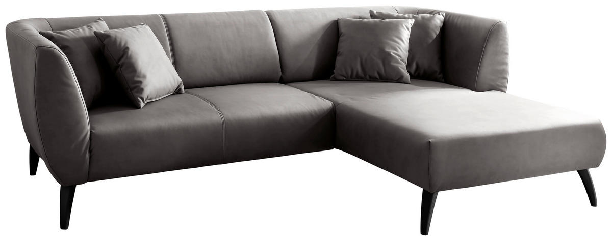 ECKSOFA in Lederlook Anthrazit  - Anthrazit/Schwarz, Modern, Holz/Textil (264/160cm) - Livetastic