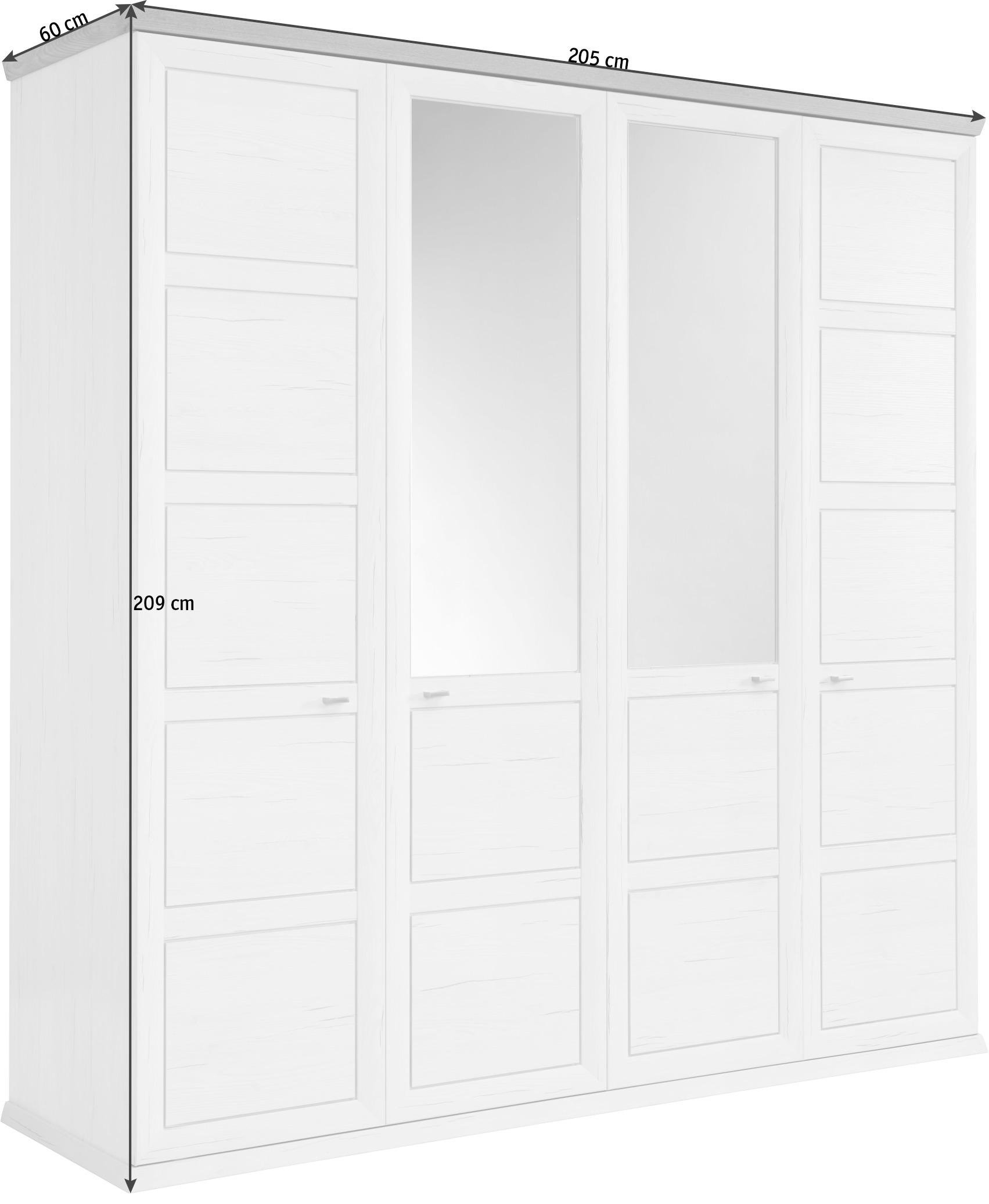 DREHTÜRENSCHRANK 4-türig Grau, Weiß  - Weiß/Grau, LIFESTYLE, Glas/Holzwerkstoff (205/209/60cm) - Hom`in