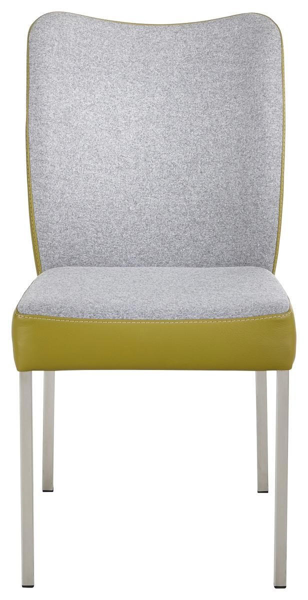 STUHL Echtleder Grau, Grün  - Grau/Grün, Design, Leder/Textil (47/89/63cm) - Bert Plantagie