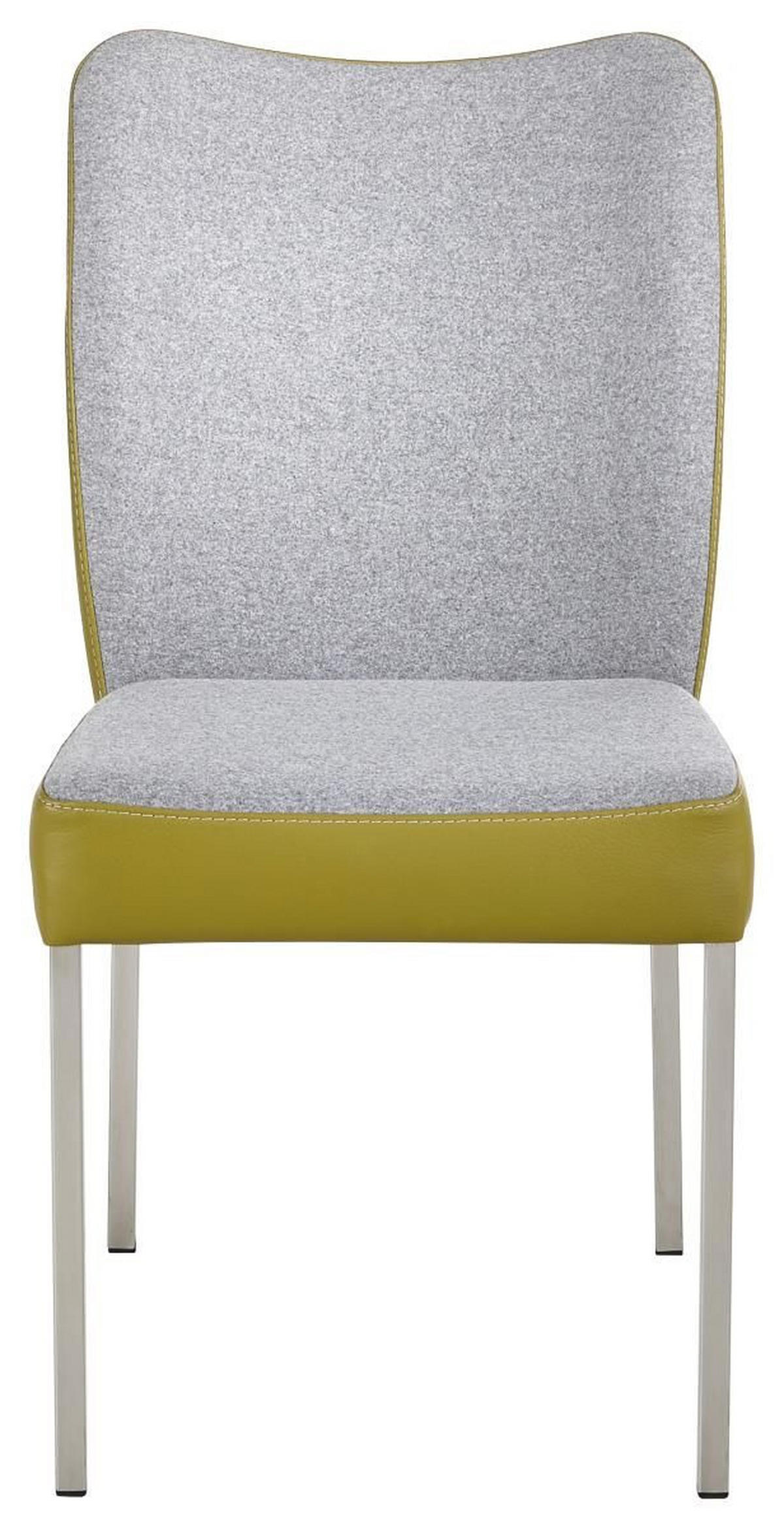 STUHL Echtleder Grau, Grün  - Grau/Grün, Design, Leder/Textil (47/89/63cm) - Bert Plantagie