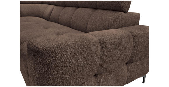 ECKSOFA in Struktur Dunkelbraun  - Dunkelbraun/Schwarz, MODERN, Textil/Metall (212/254cm) - Carryhome