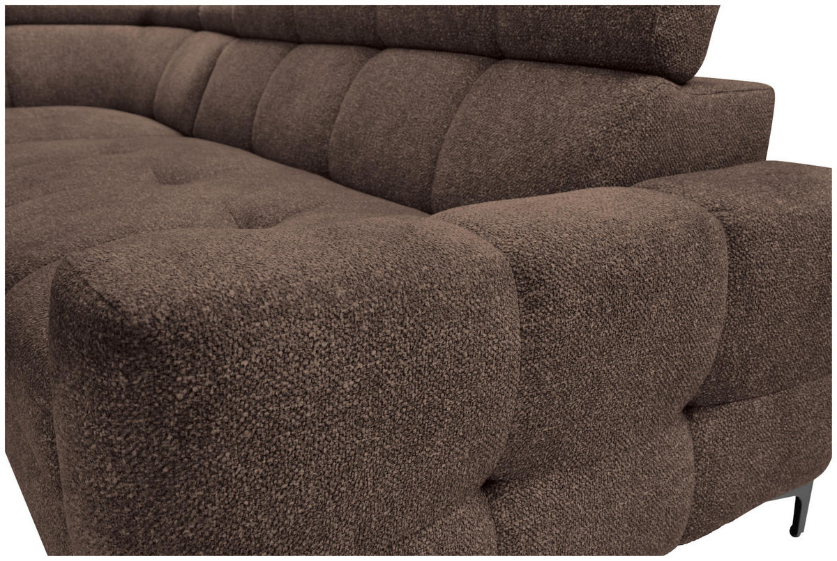 ECKSOFA in Struktur Dunkelbraun  - Dunkelbraun/Schwarz, Modern, Textil/Metall (212/254cm) - Carryhome