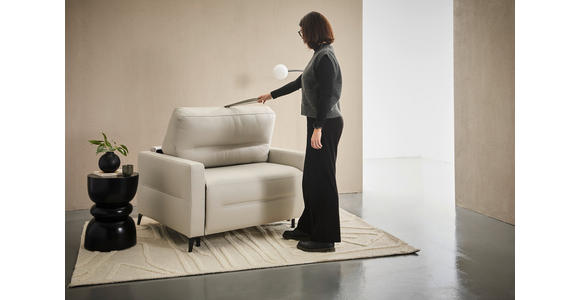 SCHLAFSESSEL Echtleder Schwarz Liegefunktion {item.attr(124-153'),[ ]} - Schwarz, Design, Leder/Metall (115/89/97cm) - Novel