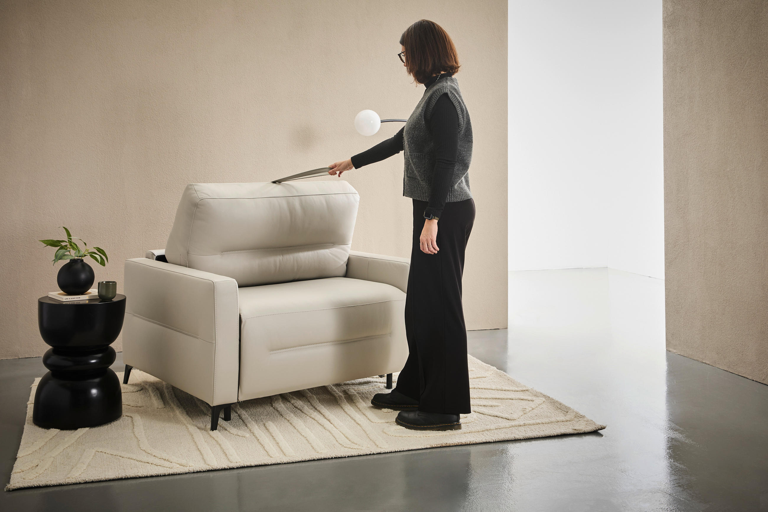 Thumbnail - Novel Schlafsessel, Rot, Leder, Echtleder, Rindleder, Uni, 115x89x97 cm, Liegefunktion, Wohnzimmer, Sessel, Schlafsessel