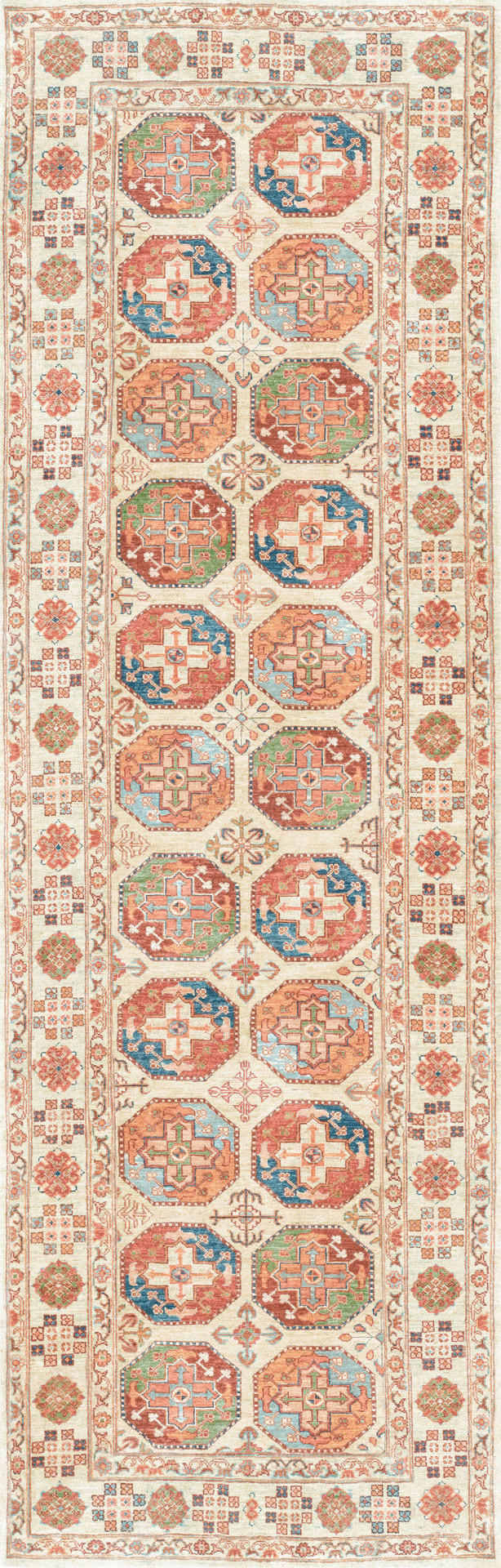 LÄUFER Living Bathian 80/250 cm  in Creme, Terracotta, Graublau  - Graublau/Terracotta, LIFESTYLE, Kunststoff/Textil (80/250cm) - Lindorug