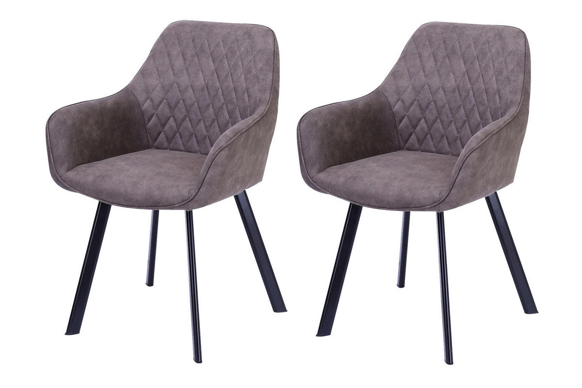 SADA STOLIČIEK S PODRÚČKAMI 2 kus - čierna/taupe, Modern, kov/textil (56,5/83/63cm) - Livetastic