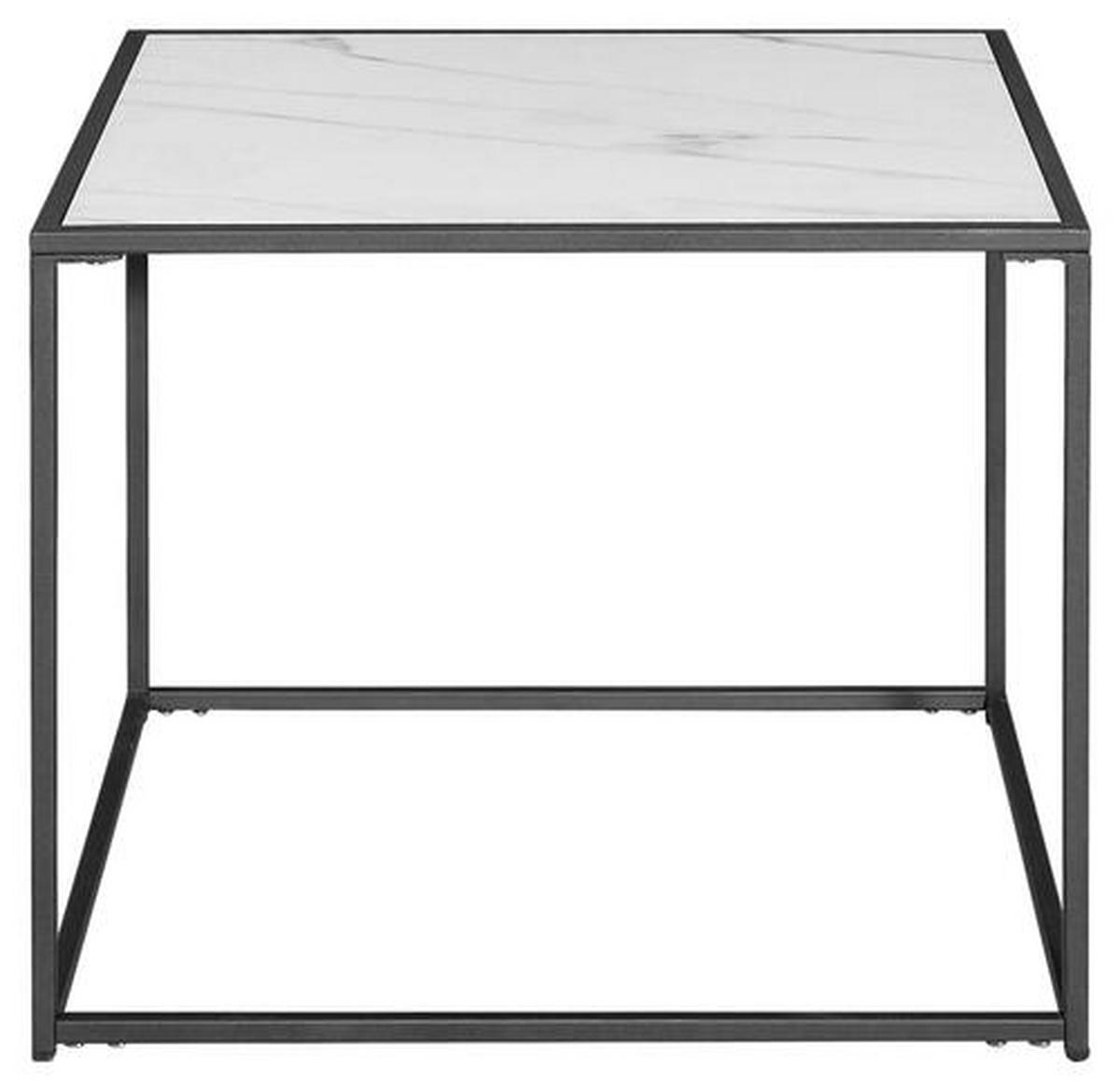 BEISTELLTISCH in Metall, Glas, Keramik 62,6/62,6/50 cm  - Schwarz/Weiß, Design, Glas/Keramik (62,6/62,6/50cm) - Livetastic