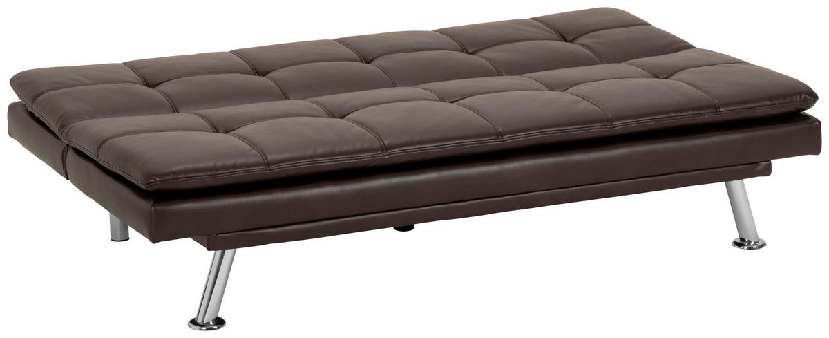 SCHLAFSOFA Lederlook Braun  - Silberfarben/Braun, Basics, Textil/Metall (182/84/92cm) - MID.YOU