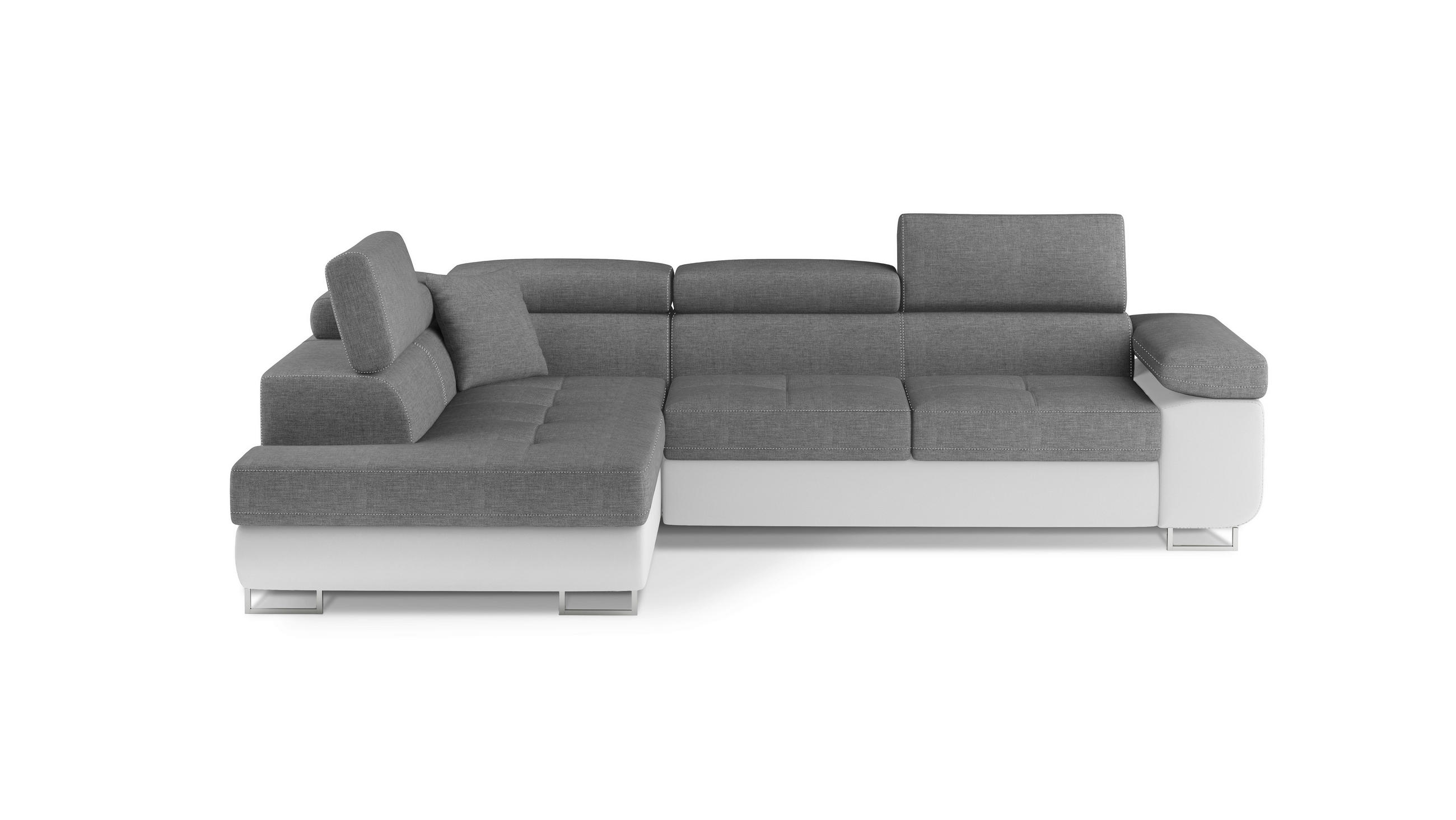 ECKSOFA Grau, Weiß Textilgeflecht  - Chromfarben/Weiß, Design, Textil/Metall (203/272cm) - MID.YOU