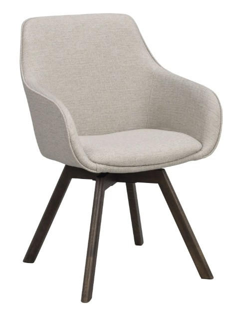 STOL MED ARMSTÖD  360° vridbar sits   - sandfärgad/mörkbrun, Klassisk, trä/textil (58/88/60cm) - Rowico