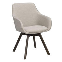 STOL MED ARMSTÖD  360° vridbar sits   - sandfärgad/mörkbrun, Klassisk, trä/textil (58/88/60cm) - Rowico