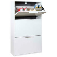 CIPELARNIK SA NAGIBNIM VRATIMA  bela visoki sjaj  pločasti materijal     - bela/bela visoki sjaj, Dizajnerski, pločasti materijal (65/119/25cm) - Carryhome