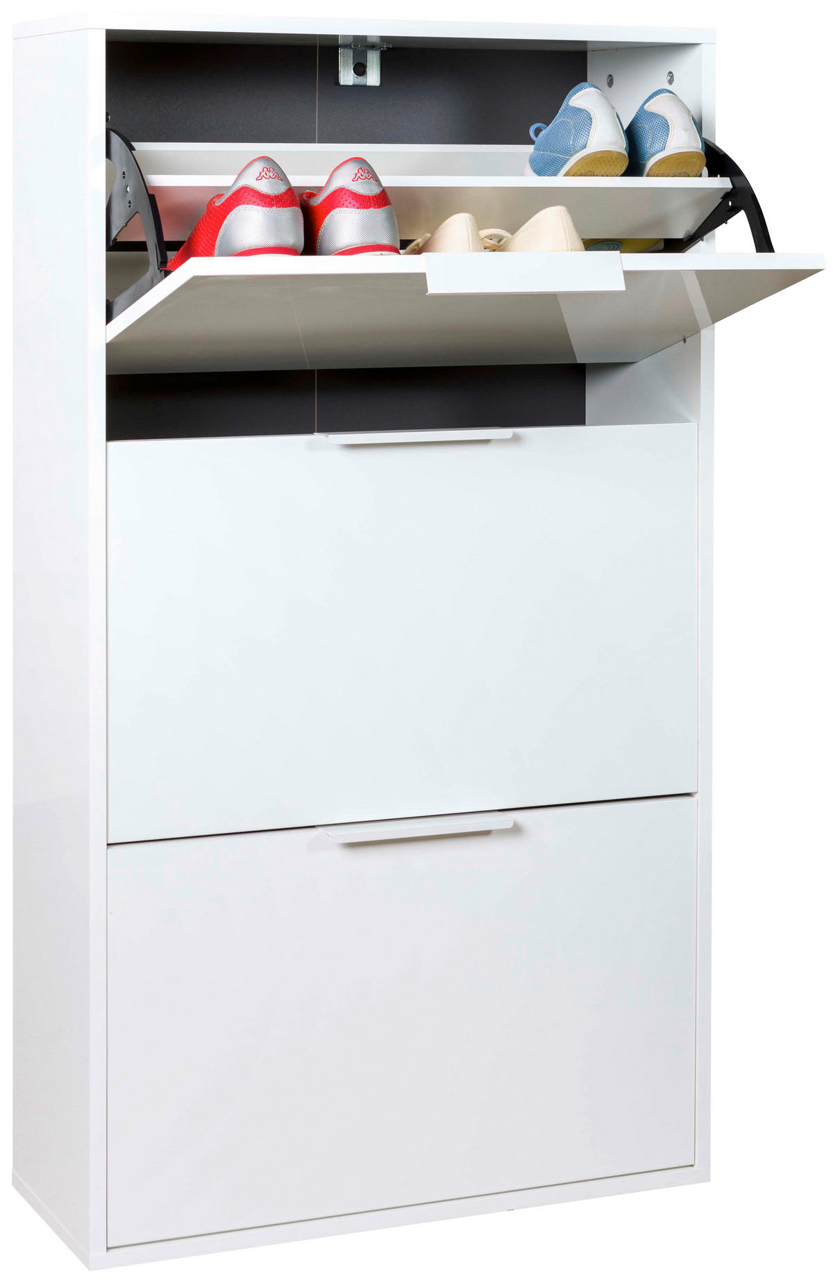 CIPELARNIK SA NAGIBNIM VRATIMA  bela visoki sjaj  pločasti materijal     - bela/bela visoki sjaj, Dizajnerski, pločasti materijal (65/119/25cm) - Carryhome