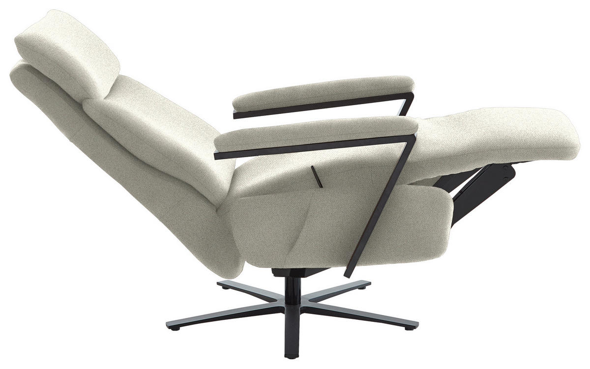 RELAXSESSEL in Textil Creme  - Creme/Schwarz, Design, Textil/Metall (68/117/85cm) - Cantus