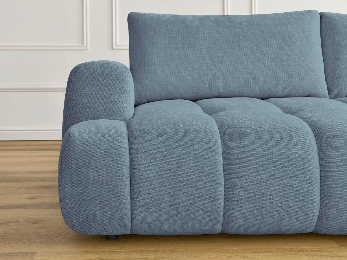 SCHLAFSOFA FUJI Leinenoptik Hellblau  inkl.  - Schwarz/Hellblau, MODERN, Kunststoff/Textil (251/113/88cm)