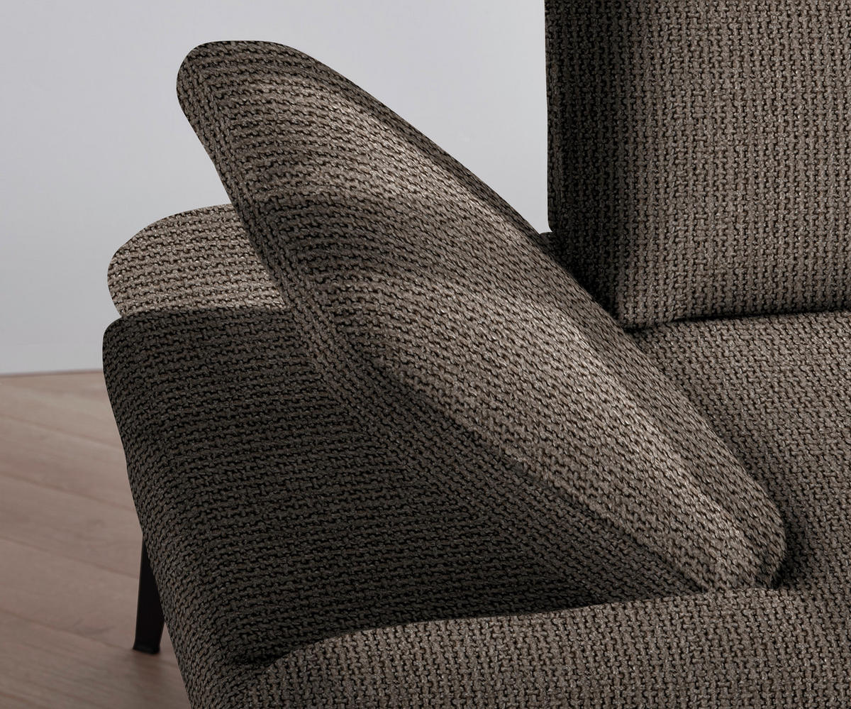 ECKSOFA Hellbraun Webstoff  - Hellbraun/Schwarz, Design, Textil/Metall (289/180cm) - Stylife