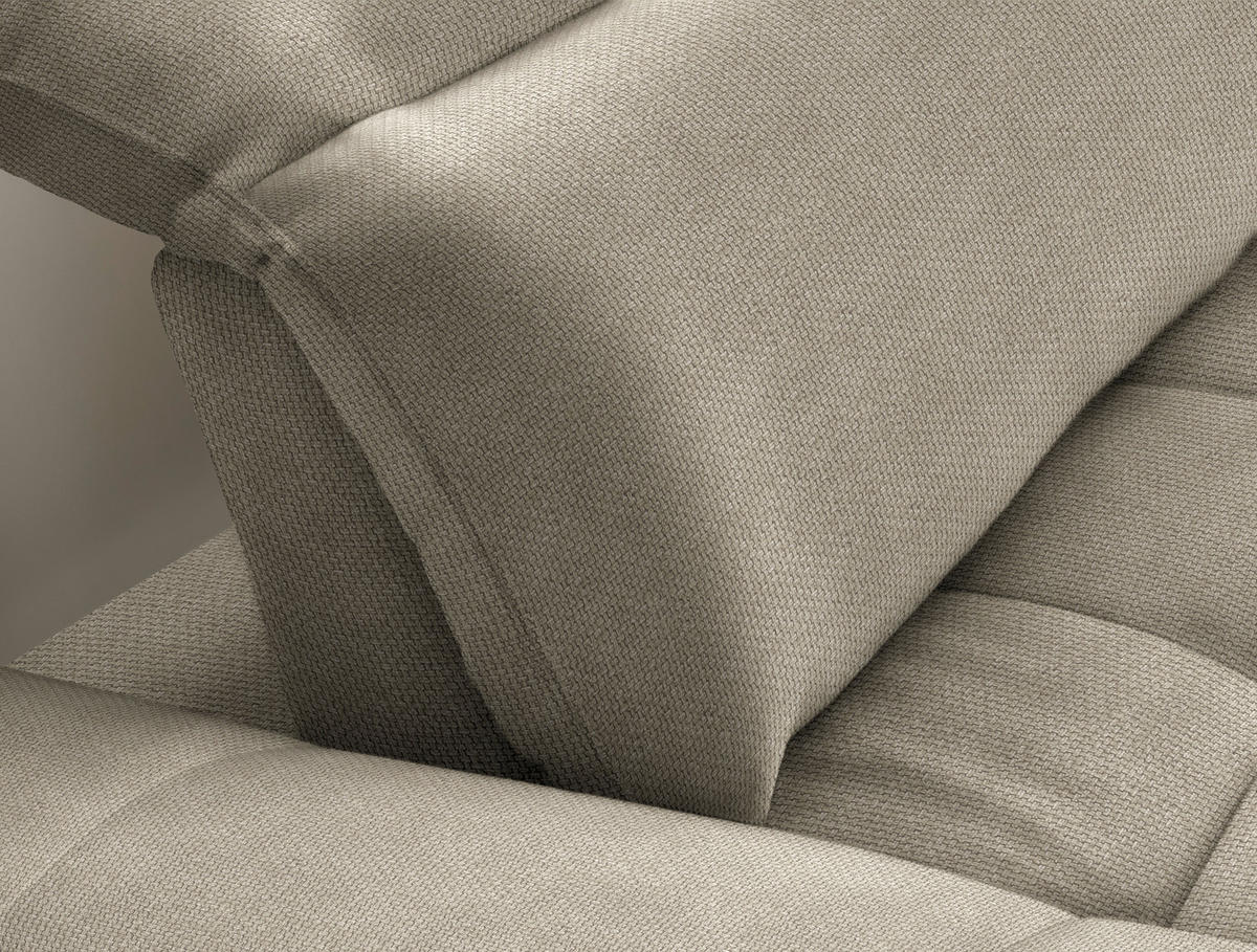 ECKSOFA in Webstoff Beige  - Beige/Schwarz, Design, Textil/Metall (288/179-202cm) - Stylife