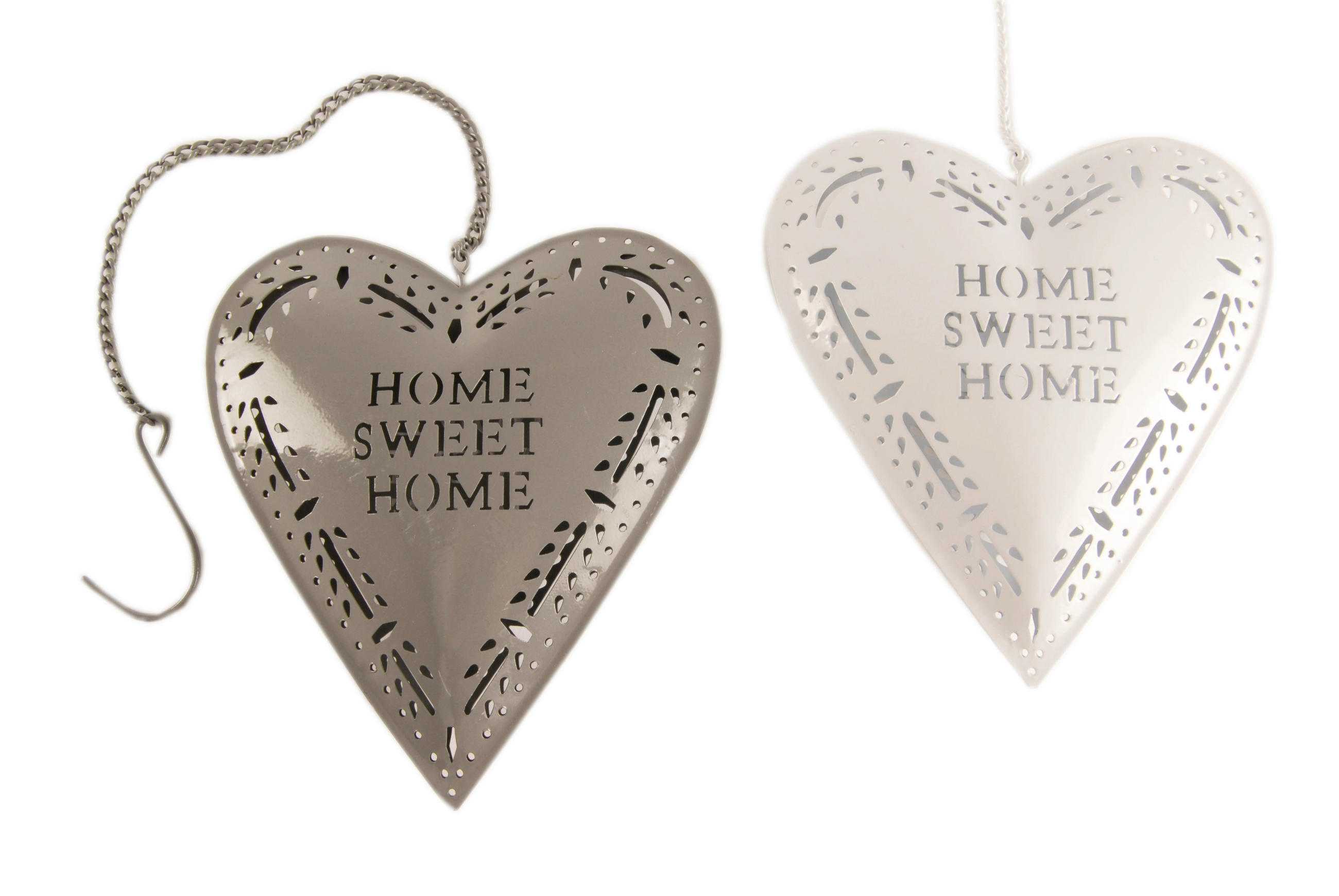 DEKOHÄNGER  - Weiß/Grau, Natur, Metall (13,5/15/4cm)