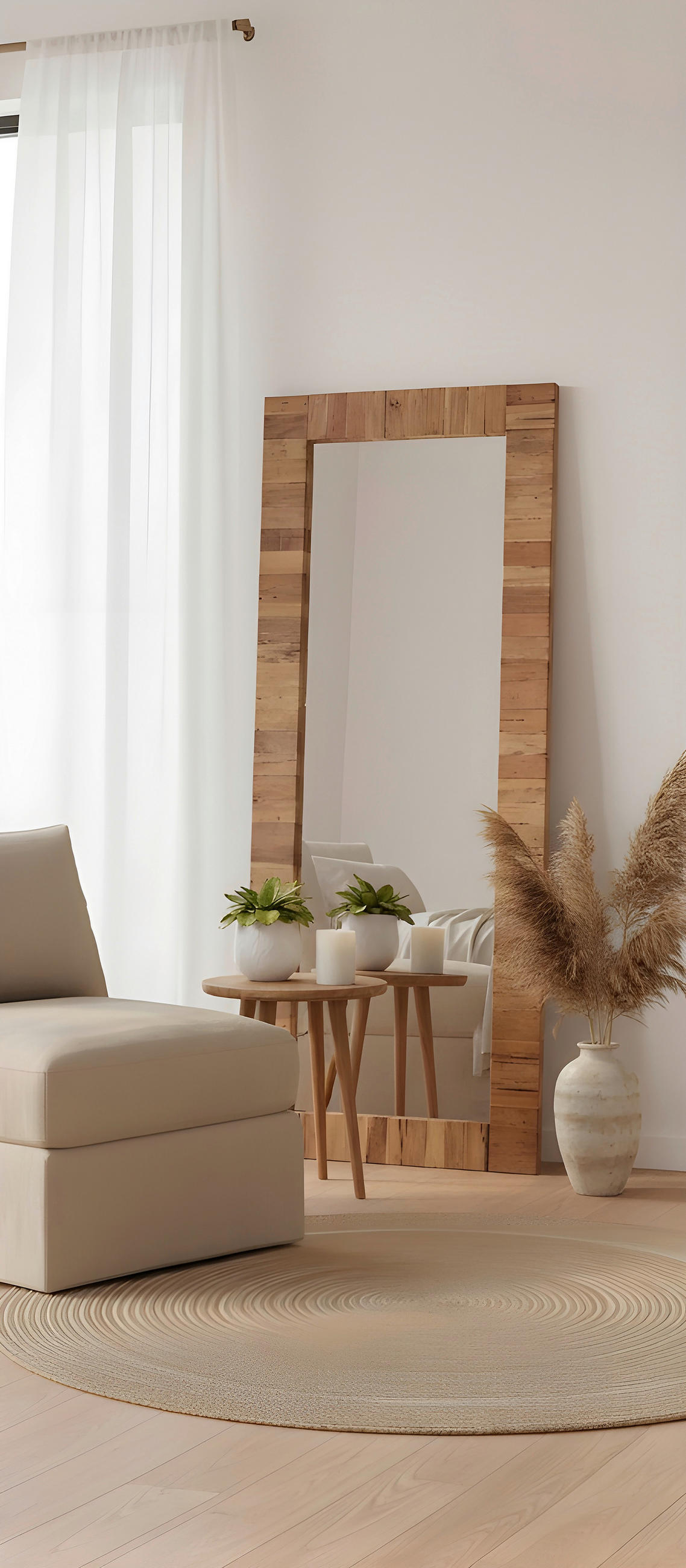 WANDSPIEGEL 70/170/4 cm    in rechteckig  - Naturfarben, Trend, Glas/Holz (70/170/4cm) - Landscape