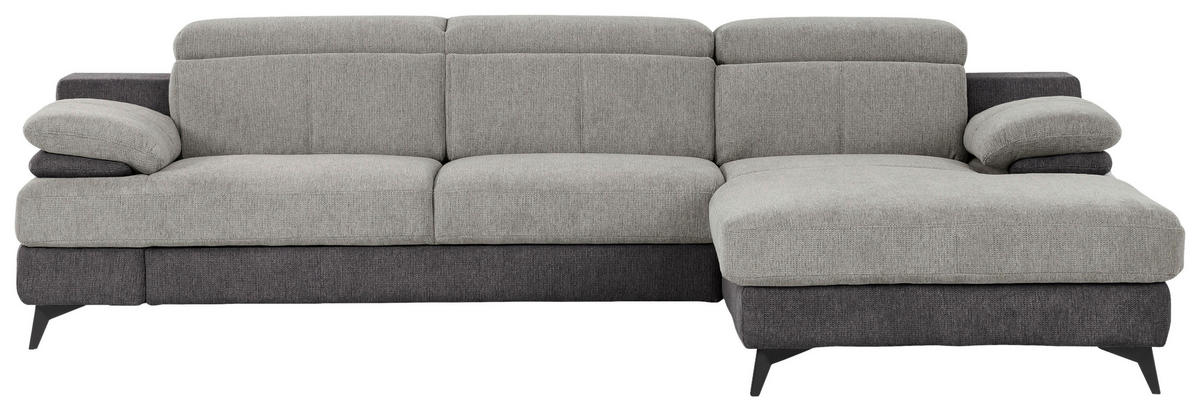 ECKSOFA in Chenille Hellgrau, Dunkelgrau  - Dunkelgrau/Hellgrau, Design, Textil/Metall (291/80-98/178cm) - Livetastic