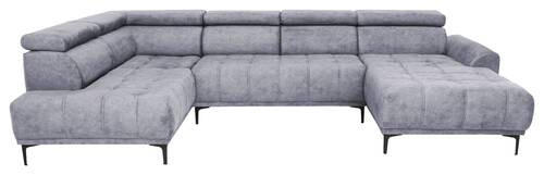 WOHNLANDSCHAFT in Velours Grau  - Schwarz/Grau, Design, Textil/Metall (191/340/172cm) - Stylife