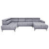 WOHNLANDSCHAFT Grau Velours  - Schwarz/Grau, Design, Textil/Metall (191/340/172cm) - Stylife