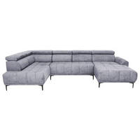WOHNLANDSCHAFT in Velours Grau  - Schwarz/Grau, Design, Textil/Metall (191/340/172cm) - Stylife