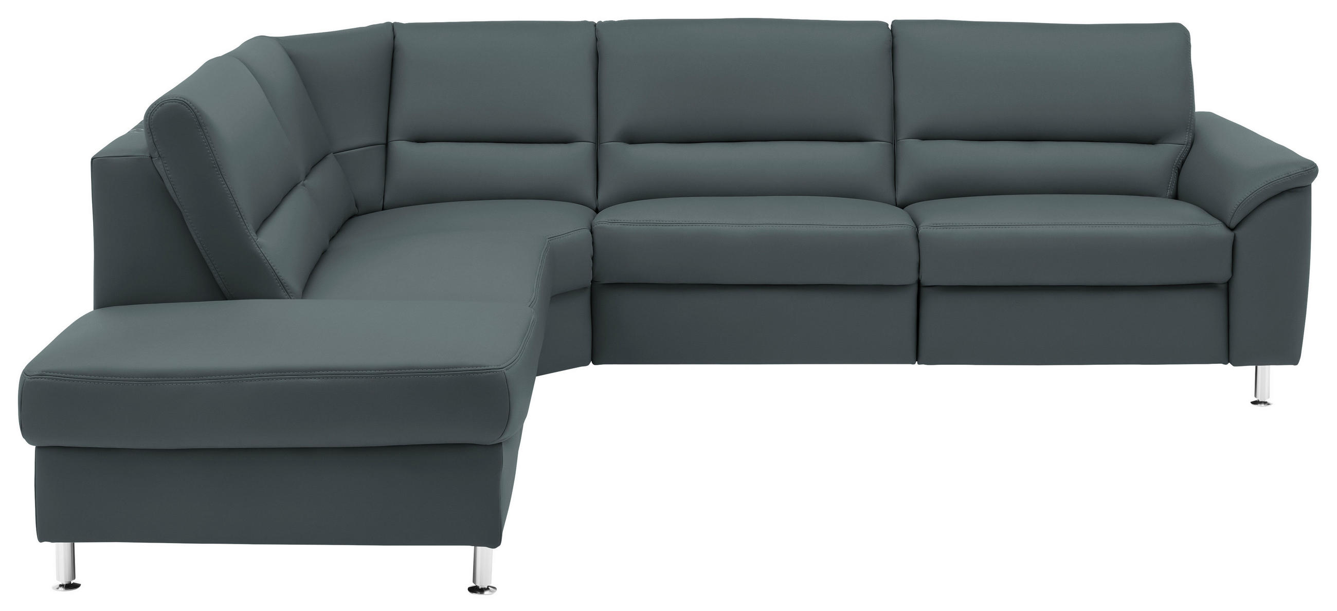 ECKSOFA in Echtleder Blaugrau  - Blaugrau/Alufarben, Basics, Leder/Metall (249/290cm) - Beldomo Premium