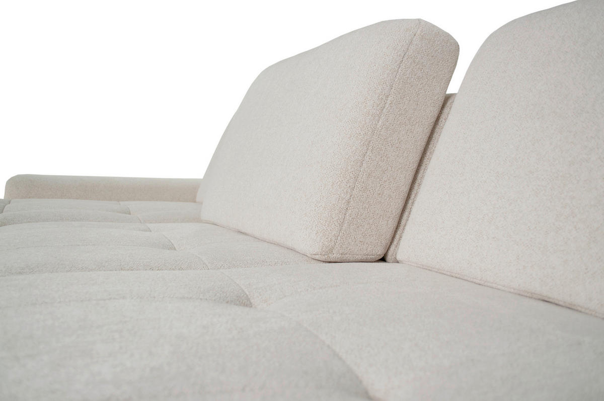 ECKSOFA ALMA in Chenille Creme  191/285 cm  - Creme/Schwarz, Design, Textil/Metall (191/285cm) - Livetastic