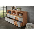 SIDEBOARD Sonia 182/90/47 cm 2 Schublade(n)  - Schlammfarben/Edelstahlfarben, Design, Glas/Holz (182/90/47cm) - Valnatura